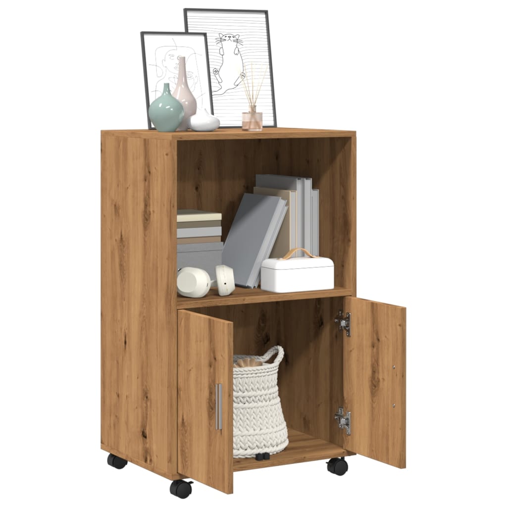 Rolling Cabinet Artisian Oak 55x40x91 cm Engineered Wood