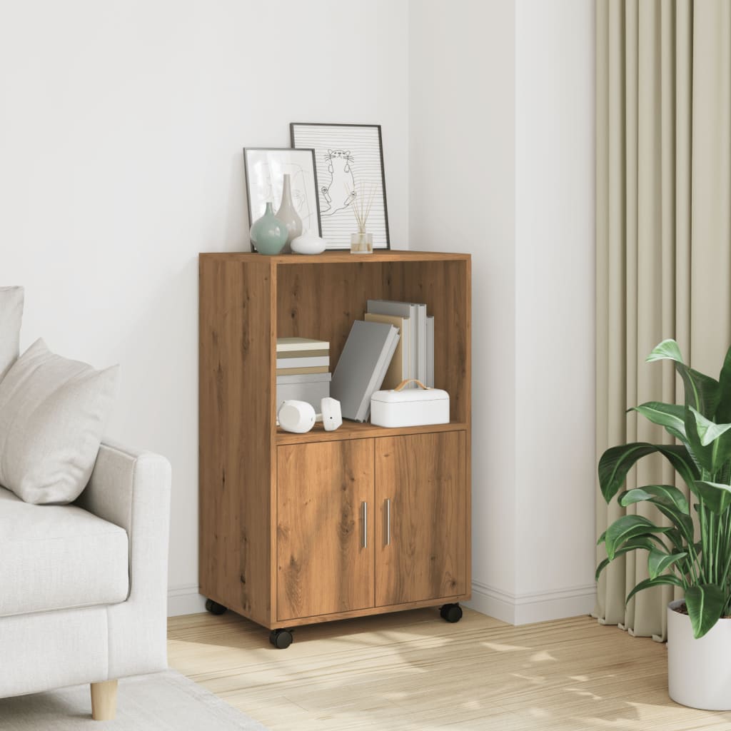 Rolling Cabinet Artisian Oak 55x40x91 cm Engineered Wood