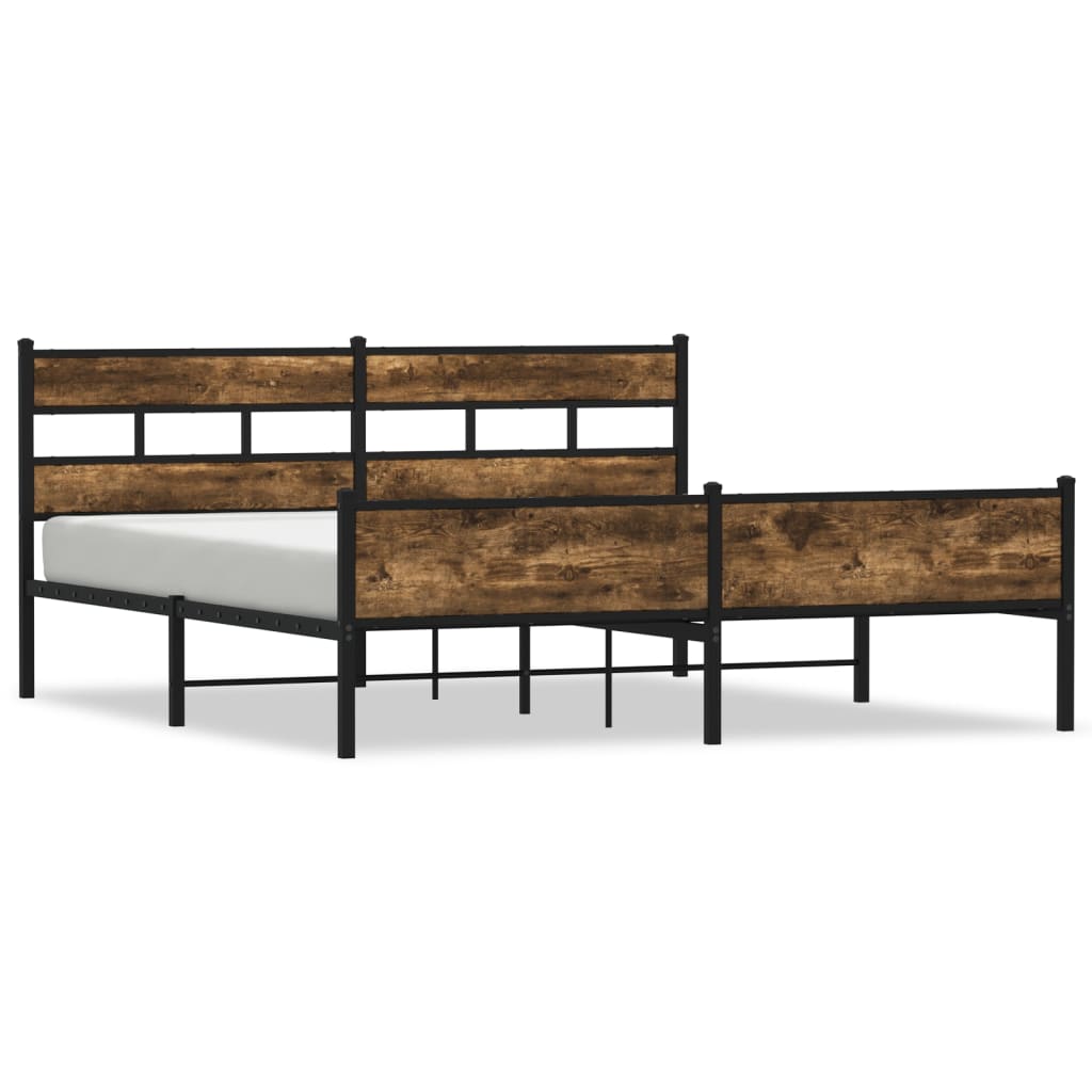 Metal Bed Frame without Mattress Smoked Oak 193x203 cm
