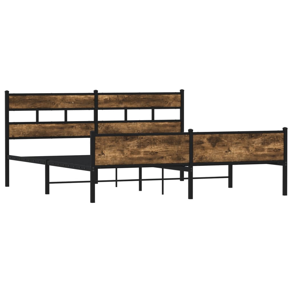 Metal Bed Frame without Mattress Smoked Oak 193x203 cm