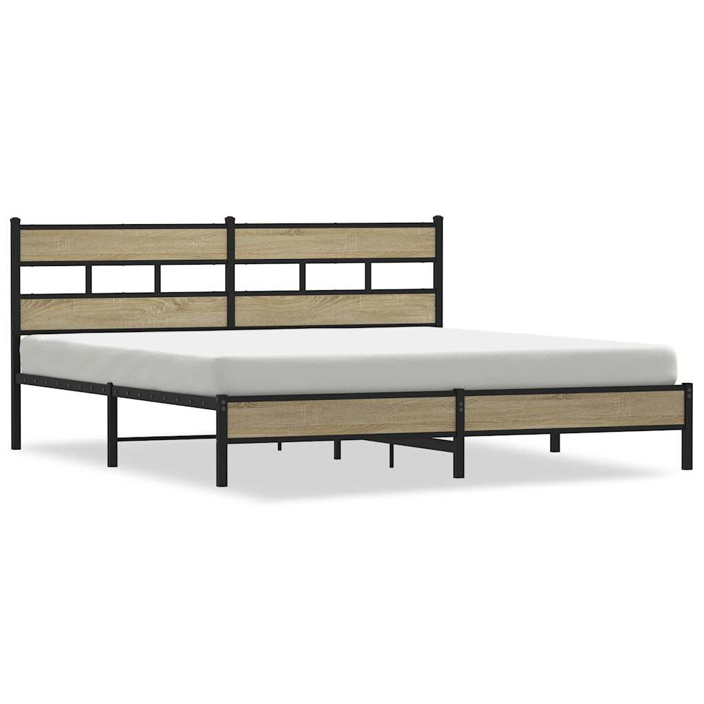 Metal Bed Frame without Mattress Sonoma Oak 200x200 cm