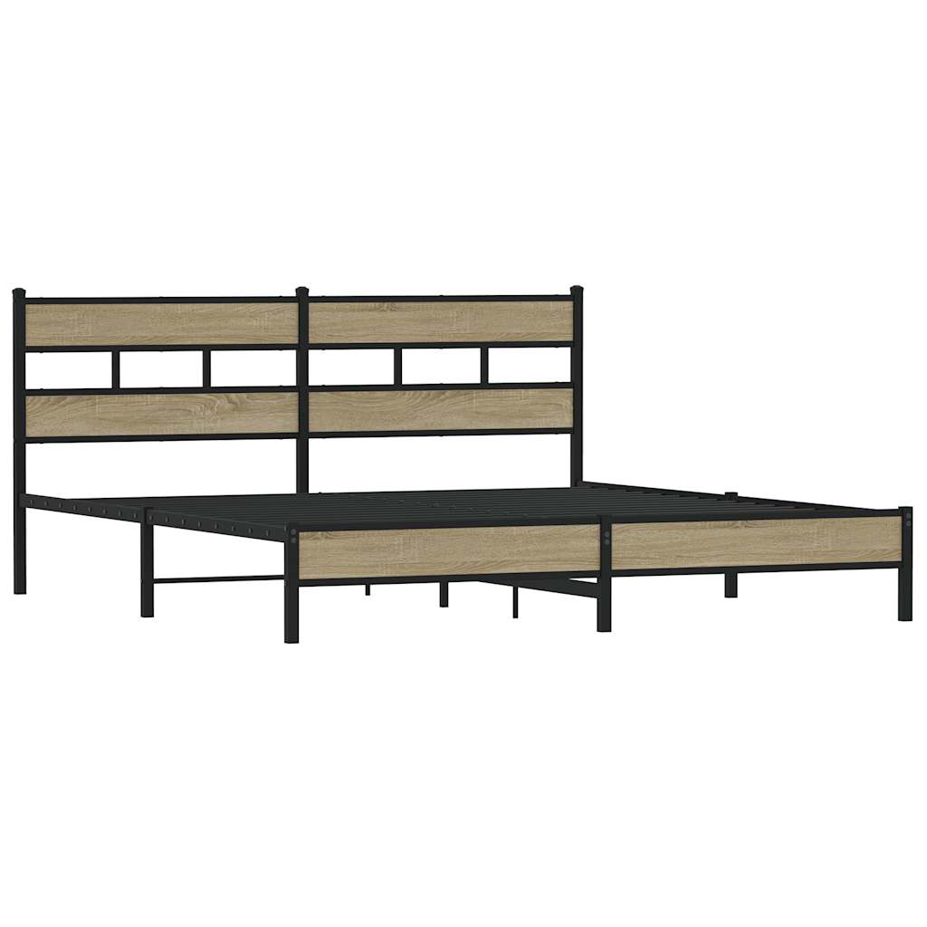 Metal Bed Frame without Mattress Sonoma Oak 200x200 cm
