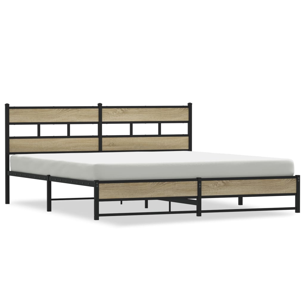 Metal Bed Frame without Mattress Sonoma Oak 200x200 cm