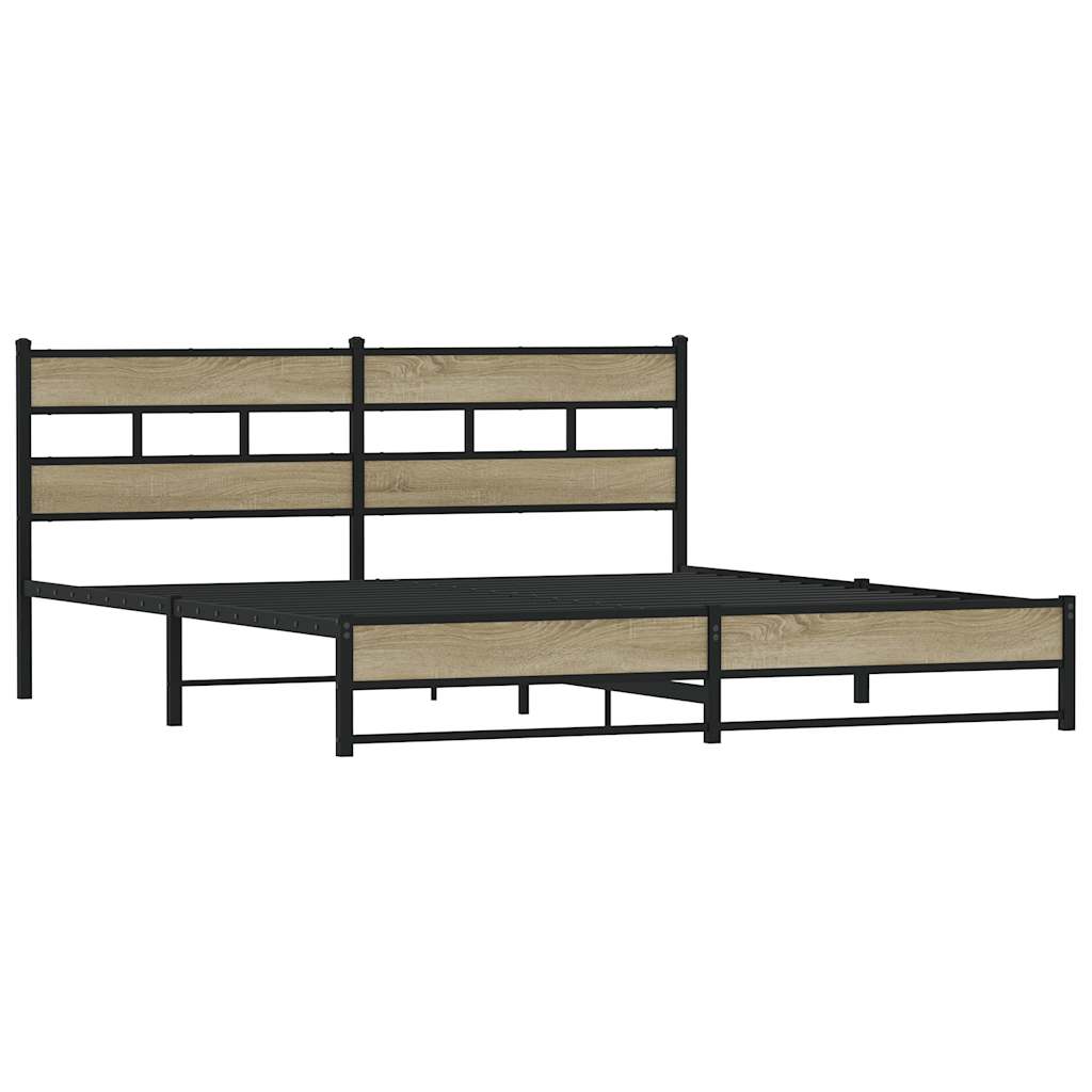 Metal Bed Frame without Mattress Sonoma Oak 200x200 cm