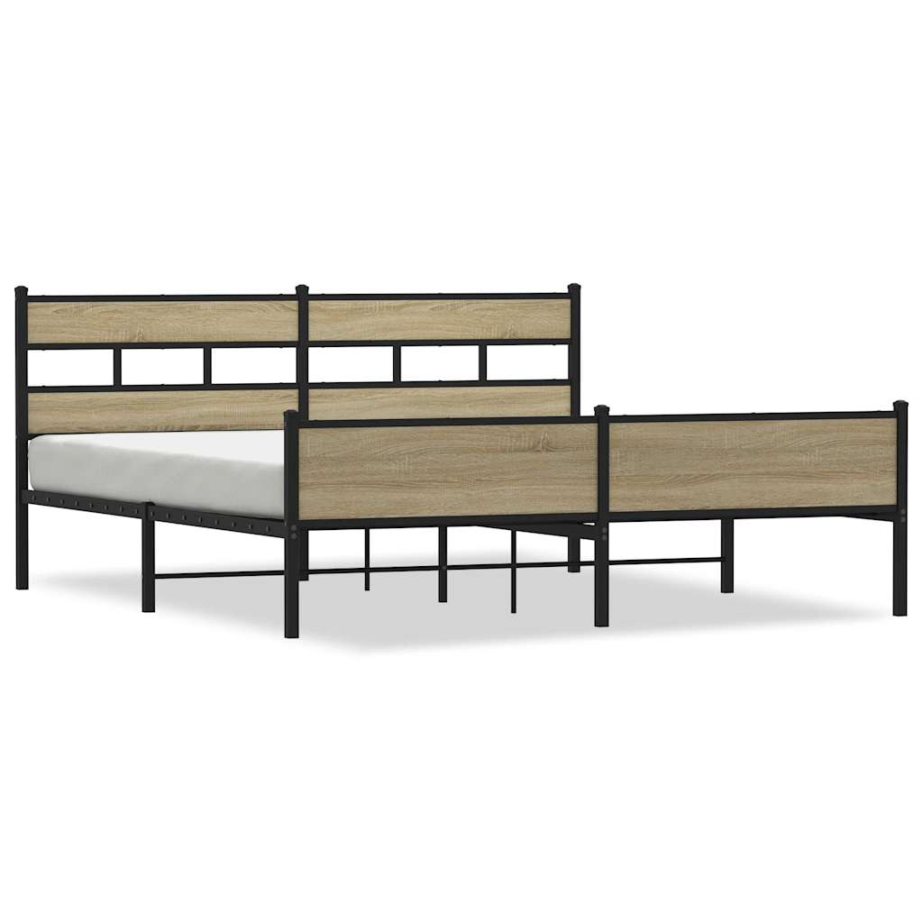 Metal Bed Frame without Mattress Sonoma Oak 183x213 cm
