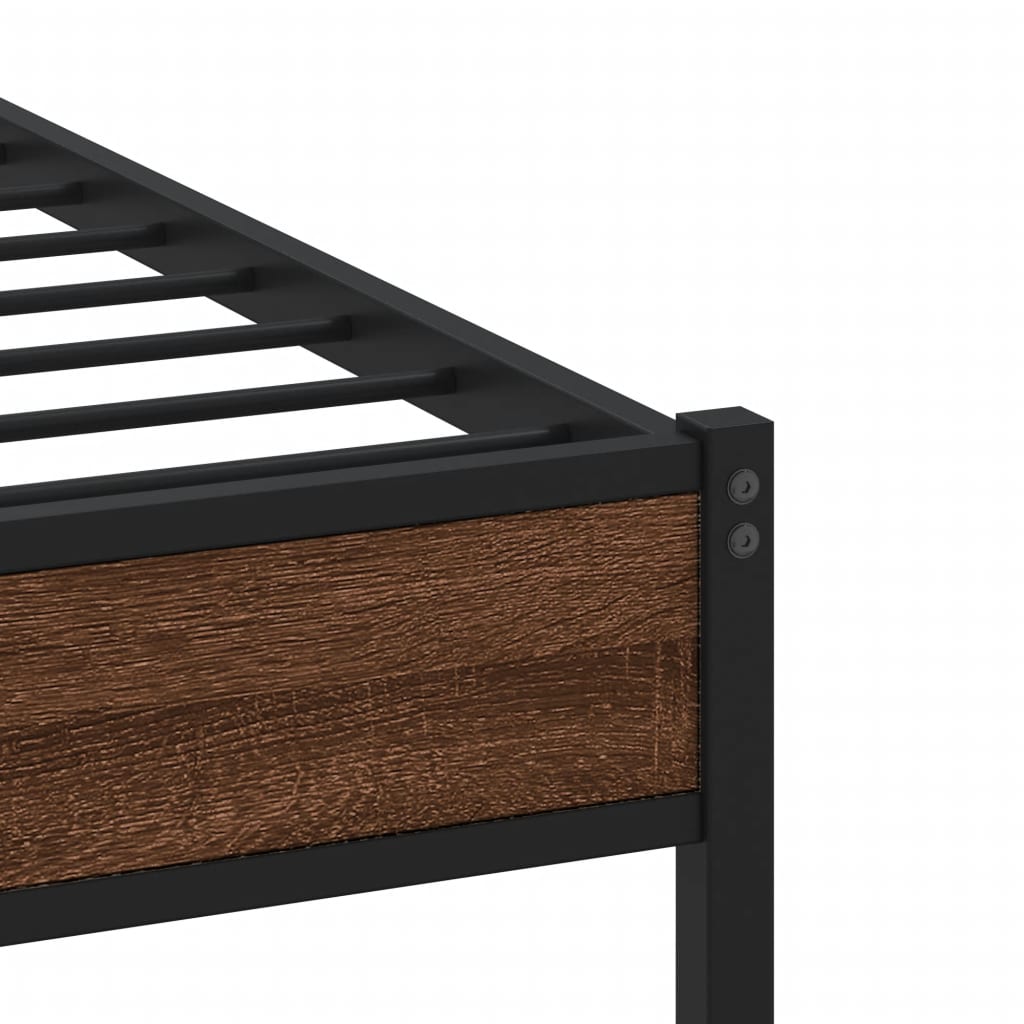 Metal Bed Frame without Mattress Brown Oak 183x213 cm