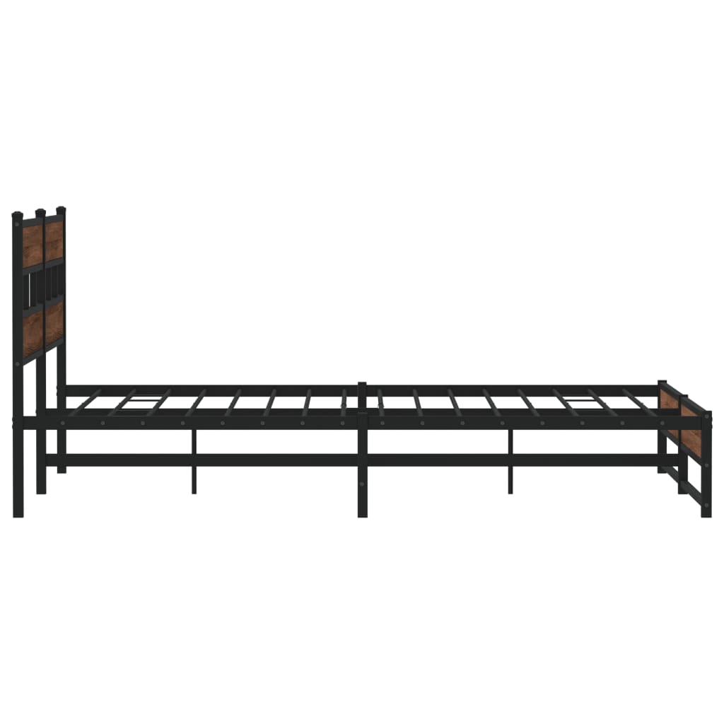 Metal Bed Frame without Mattress Brown Oak 200x200 cm