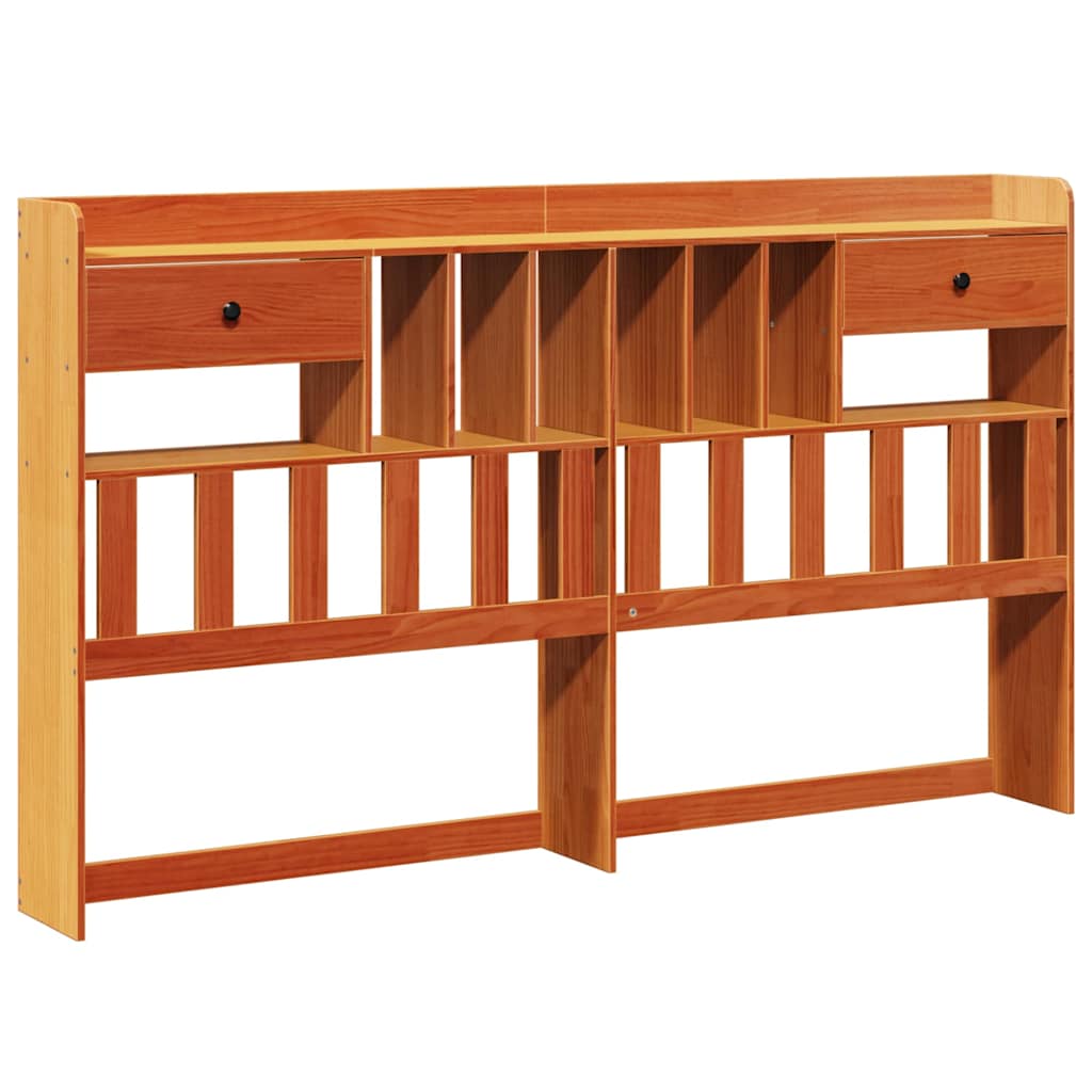 Headboard with Storage Wax Brown 200 cm Solid Wood Pine