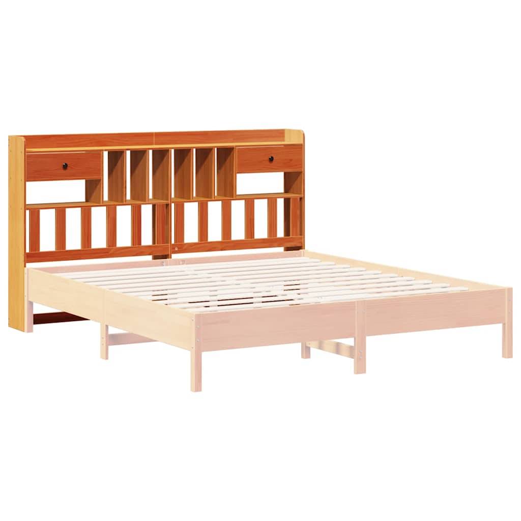 Headboard with Storage Wax Brown 200 cm Solid Wood Pine