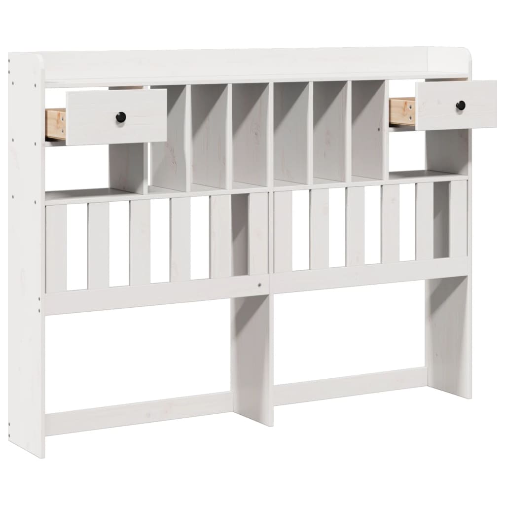 Headboard with Storage White 160 cm Solid Wood Pine