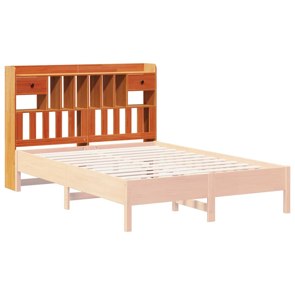 Headboard with Storage Wax Brown 140 cm Solid Wood Pine