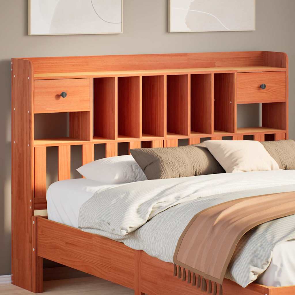 Headboard with Storage Wax Brown 140 cm Solid Wood Pine