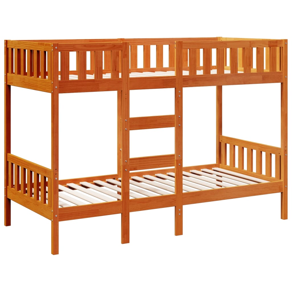 Bunk Bed Wax Brown 90x200 cm Solid Wood Pine
