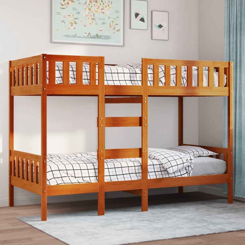 Bunk Bed Wax Brown 90x200 cm Solid Wood Pine