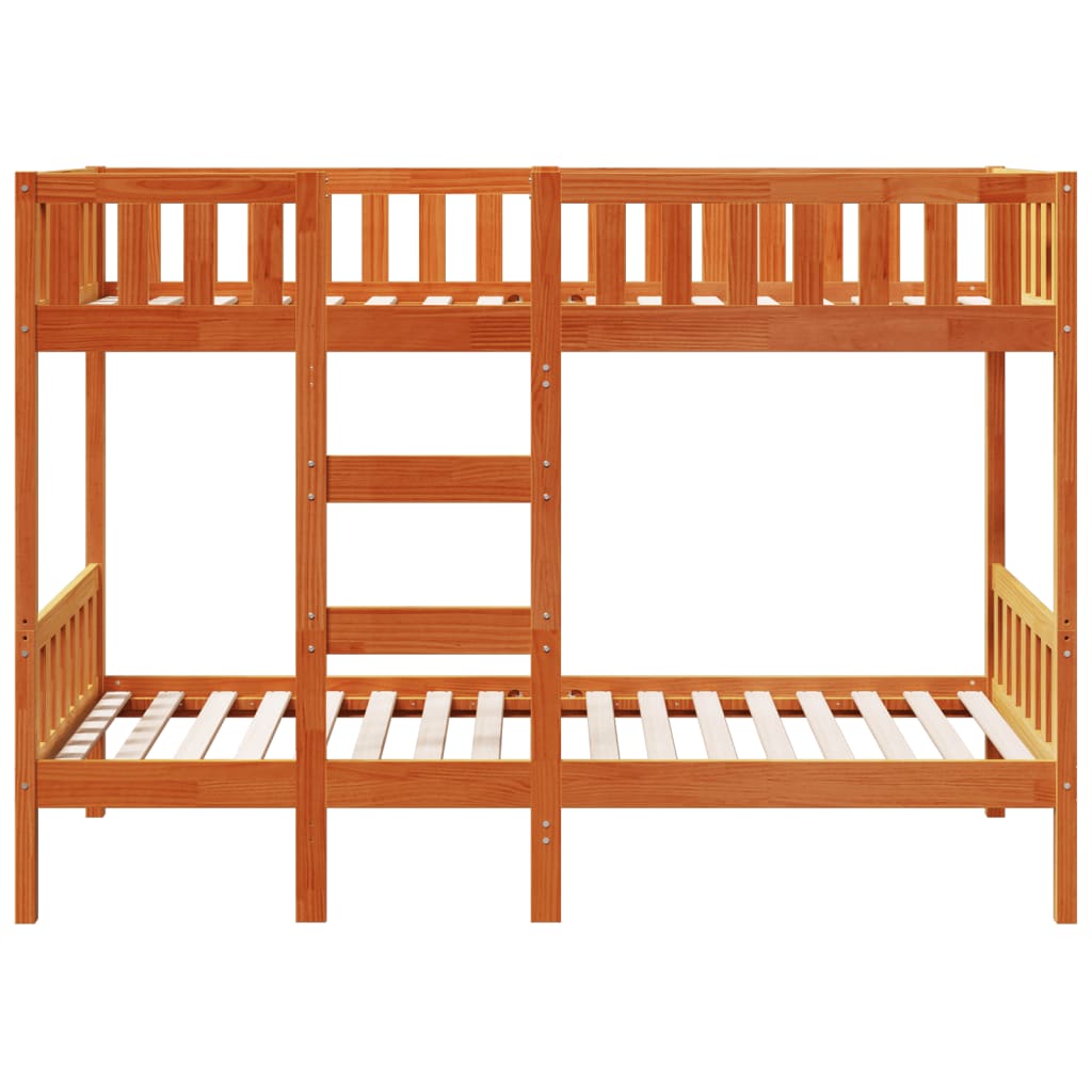 Bunk Bed Wax Brown 90x200 cm Solid Wood Pine