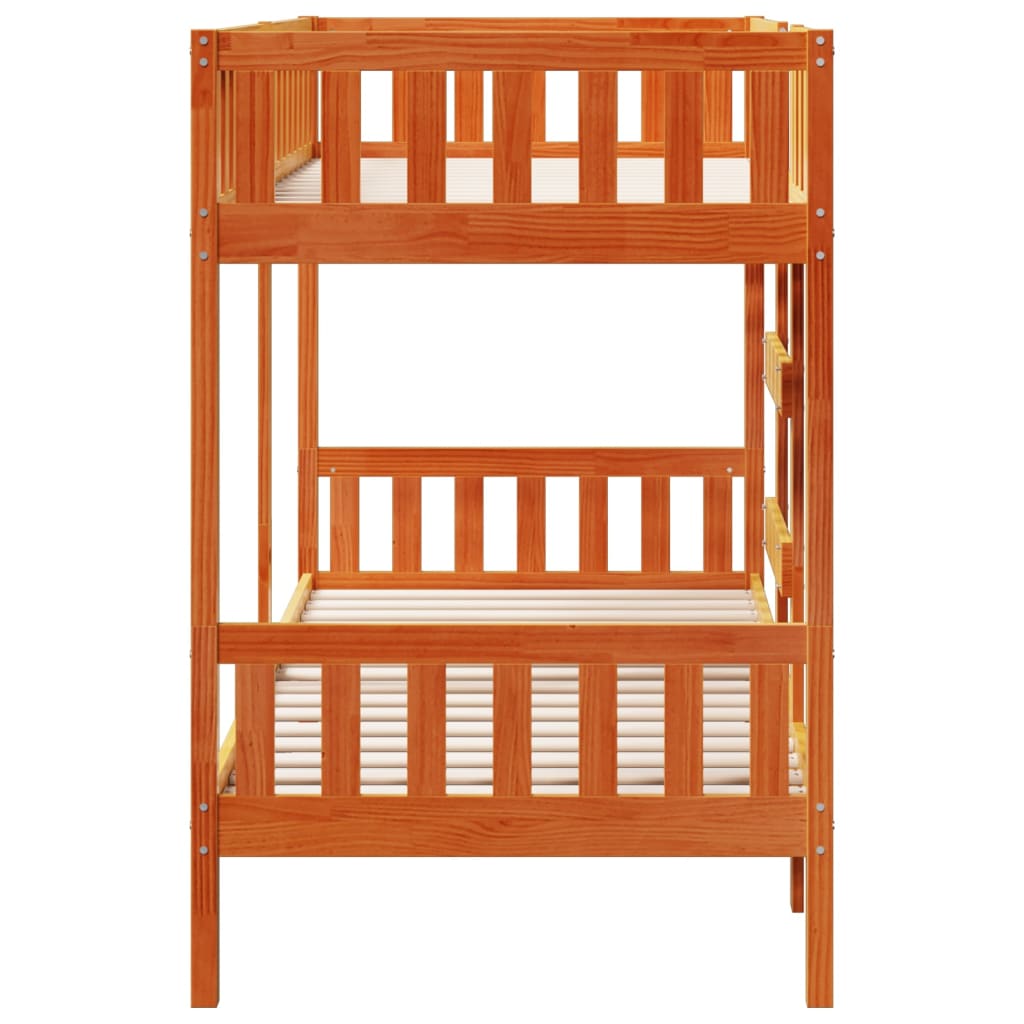 Bunk Bed Wax Brown 90x200 cm Solid Wood Pine