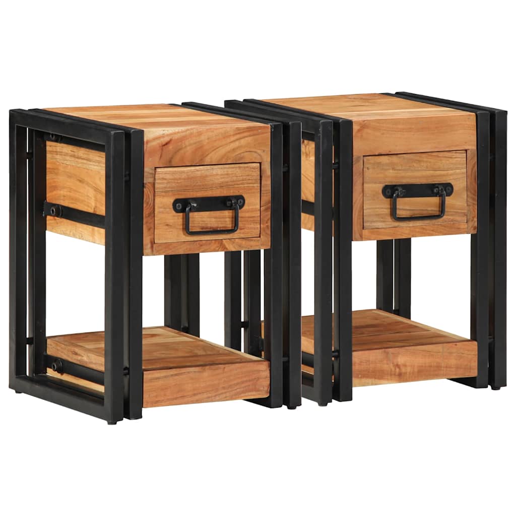 Bedside Cabinet 2 pcs Brown 30 x 30 x 40 cm Solid acacia wood