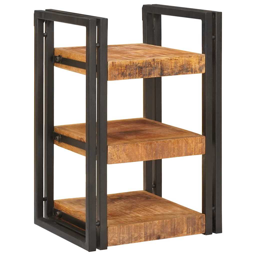 Bedside Table Brown and black 38 x 33 x 58 cm Solid Mango Wood