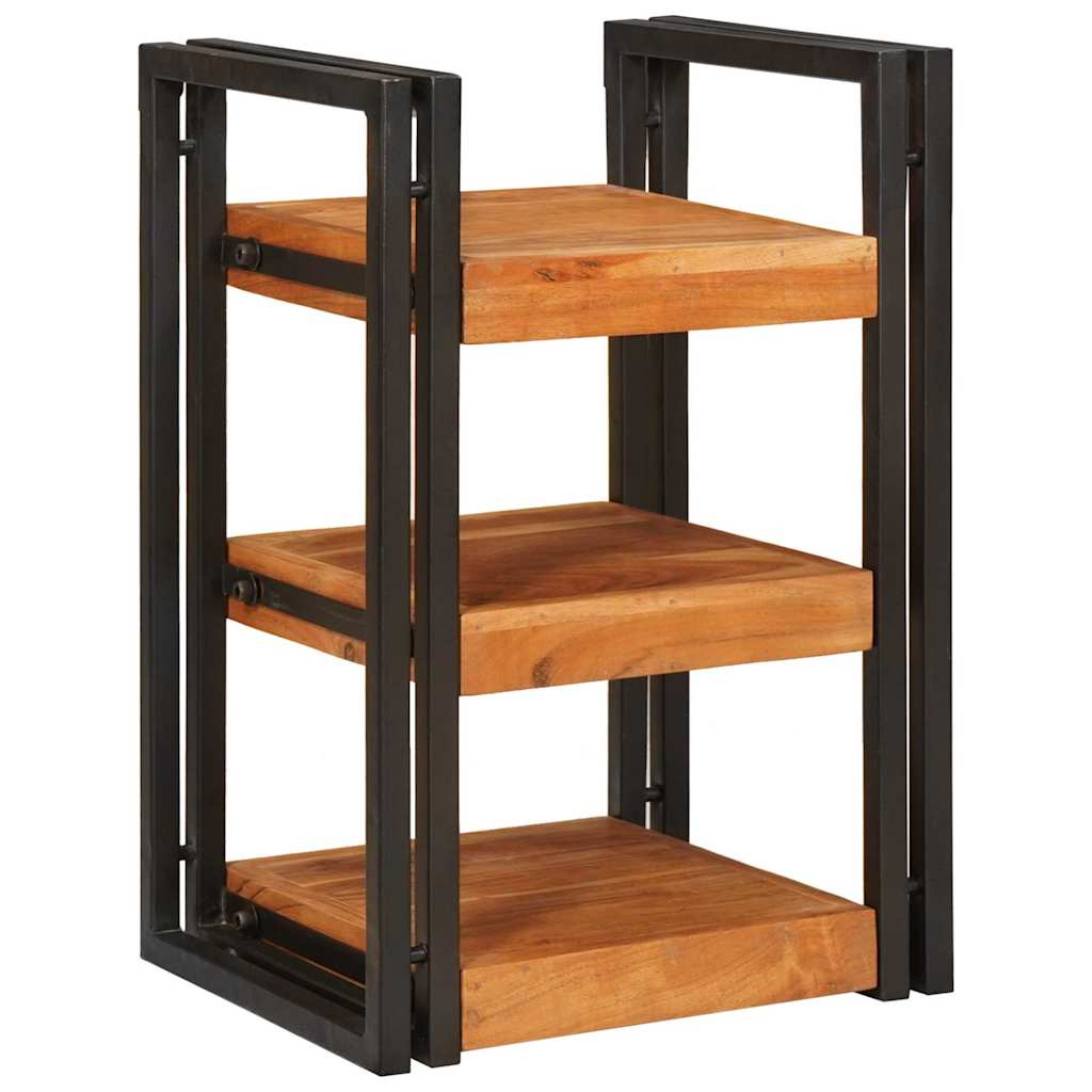 Bedside Table Brown and black 38 x 33 x 58 cm Solid Wood Acacia