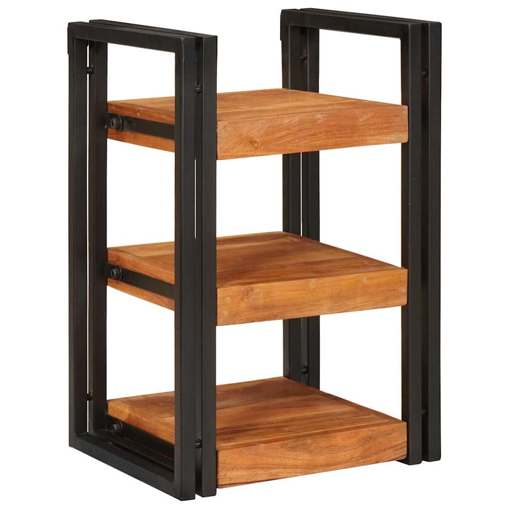 Bedside Table Brown and black 38 x 33 x 58 cm Solid Wood Acacia