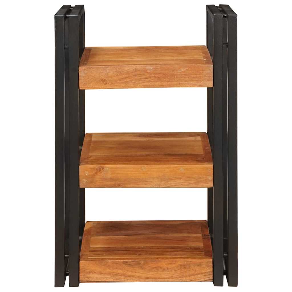 Bedside Table Brown and black 38 x 33 x 58 cm Solid Wood Acacia