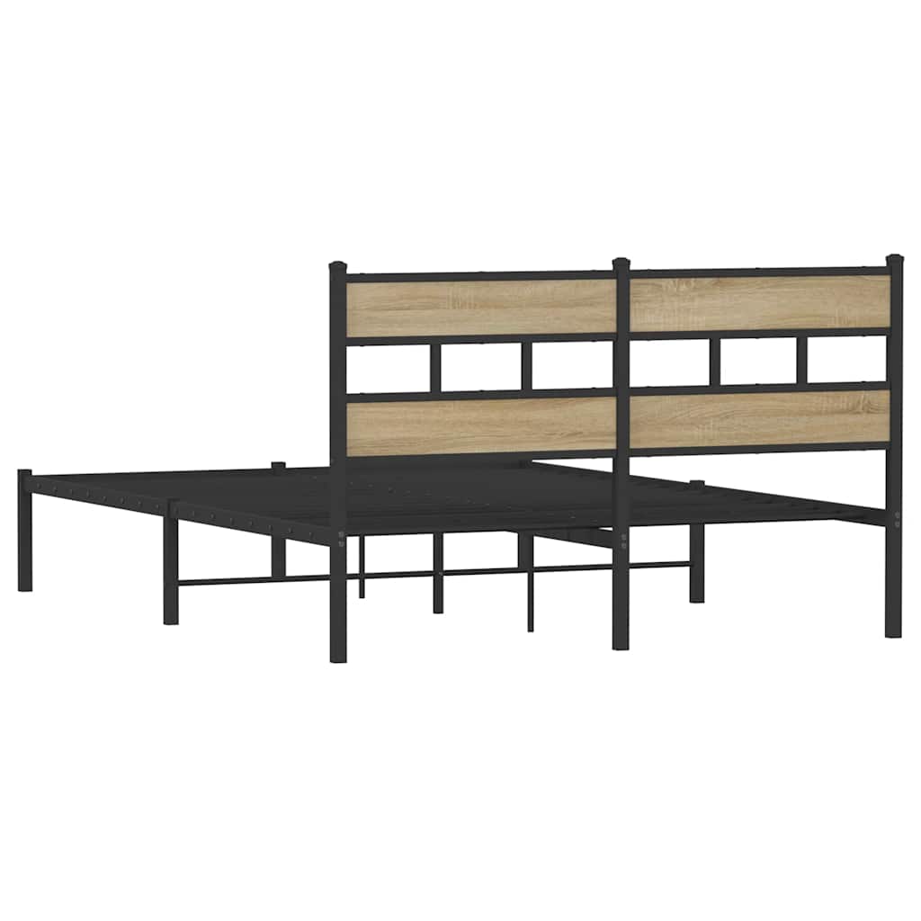 Metal Bed Frame without Mattress Sonoma Oak 140x190 cm