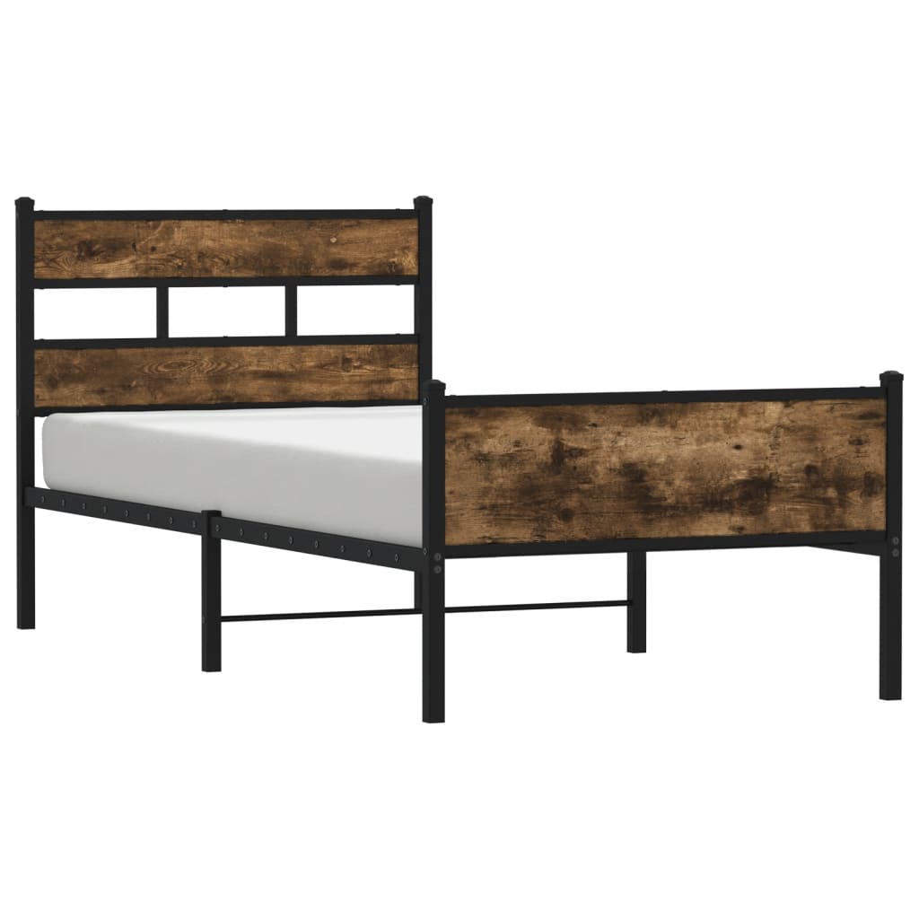 Bed Frame without Mattress Smoked Oak 100x200 cm Engineered Wood