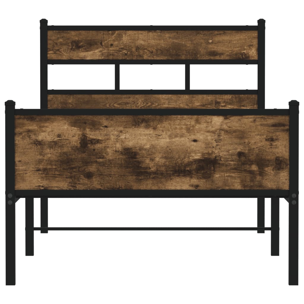Bed Frame without Mattress Smoked Oak 100x200 cm Engineered Wood