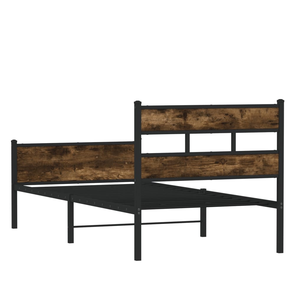 Bed Frame without Mattress Smoked Oak 100x200 cm Engineered Wood