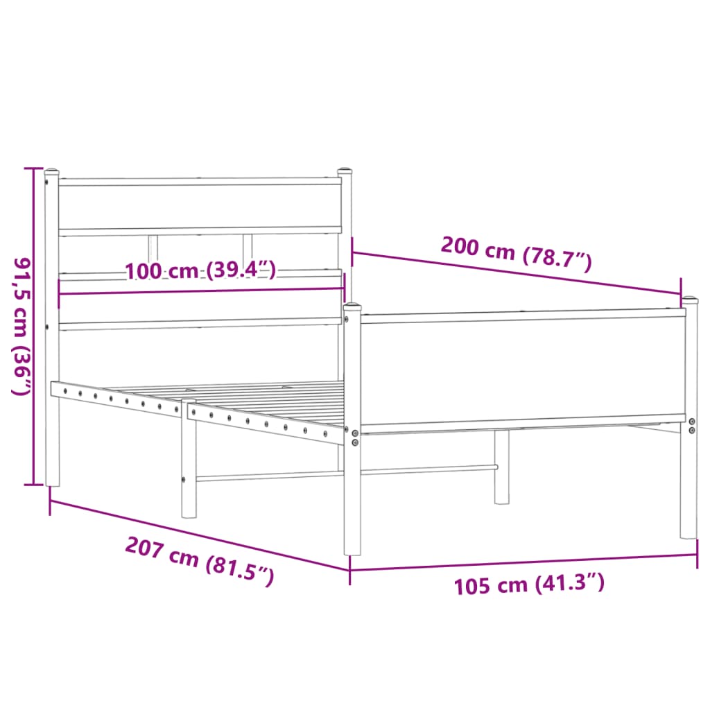 Bed Frame without Mattress Smoked Oak 100x200 cm Engineered Wood