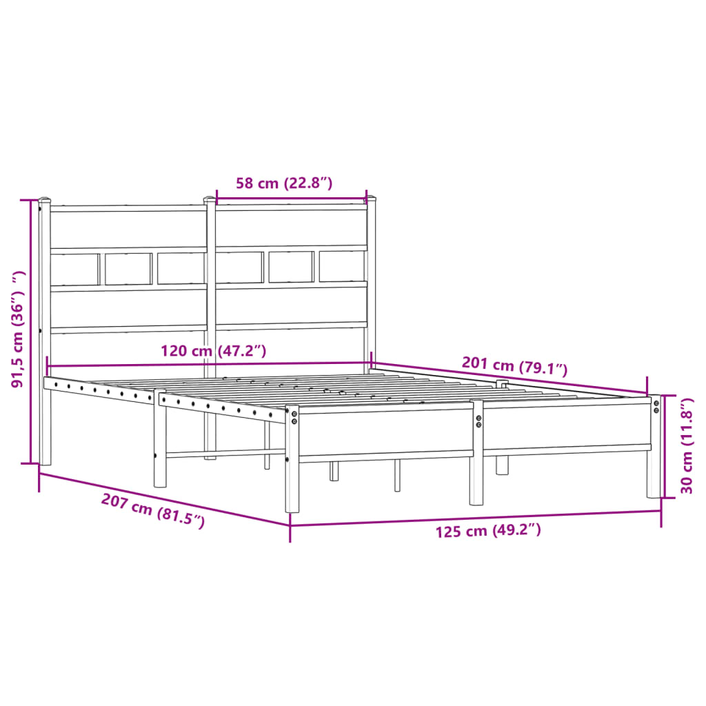 Bed Frame without Mattress Sonoma Oak 120x200 cm Engineered Wood