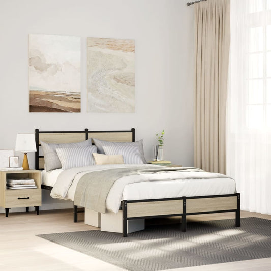 Bed Frame without Mattress Sonoma Oak 120x200 cm Engineered Wood