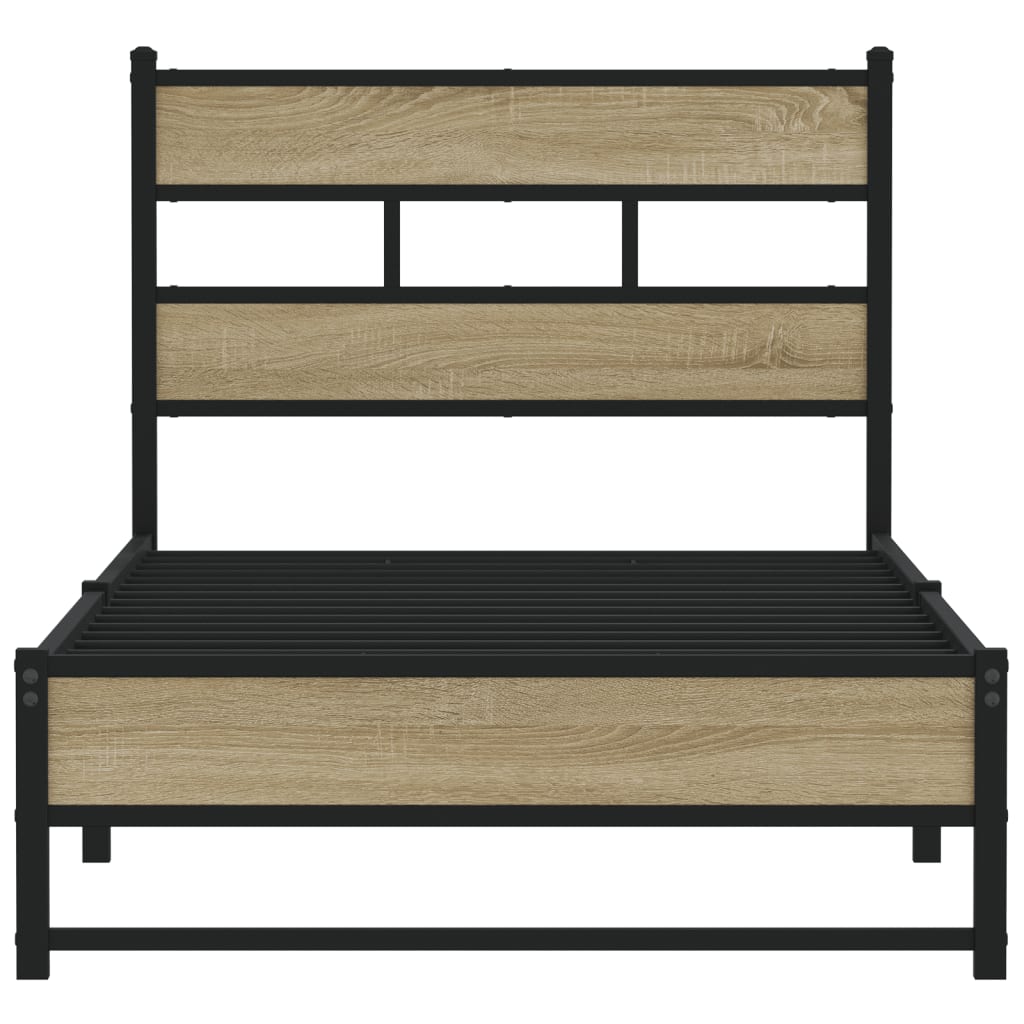 Metal Bed Frame without Mattress Sonoma Oak 100x190 cm