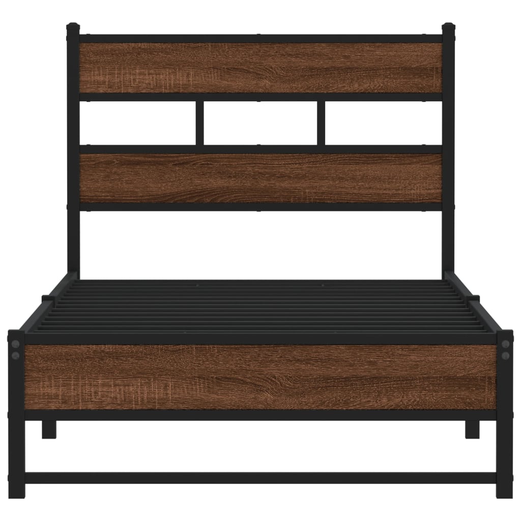 Metal Bed Frame without Mattress Brown Oak 80x200 cm