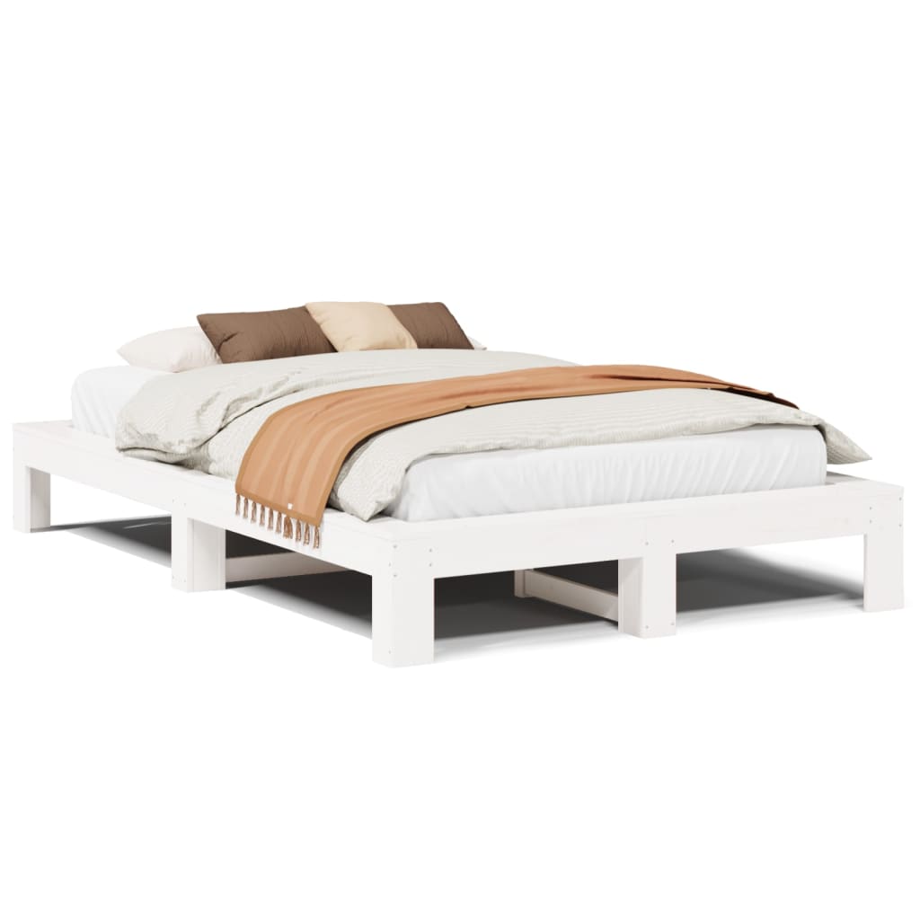 Bed Frame without Mattress White 120x200 cm Solid Wood Pine