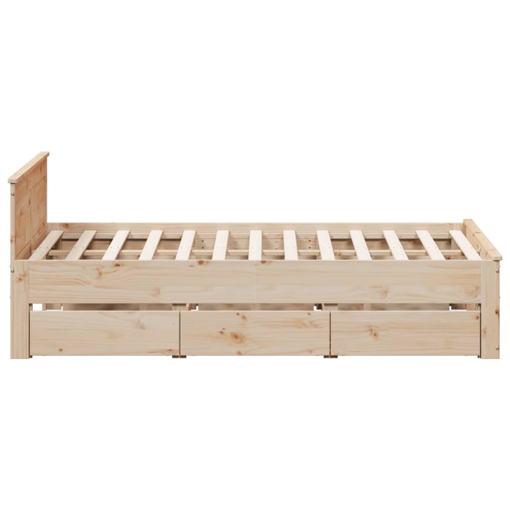 Bed Frame without Mattress with Headboard 140x200 cm Solid Wood Pine