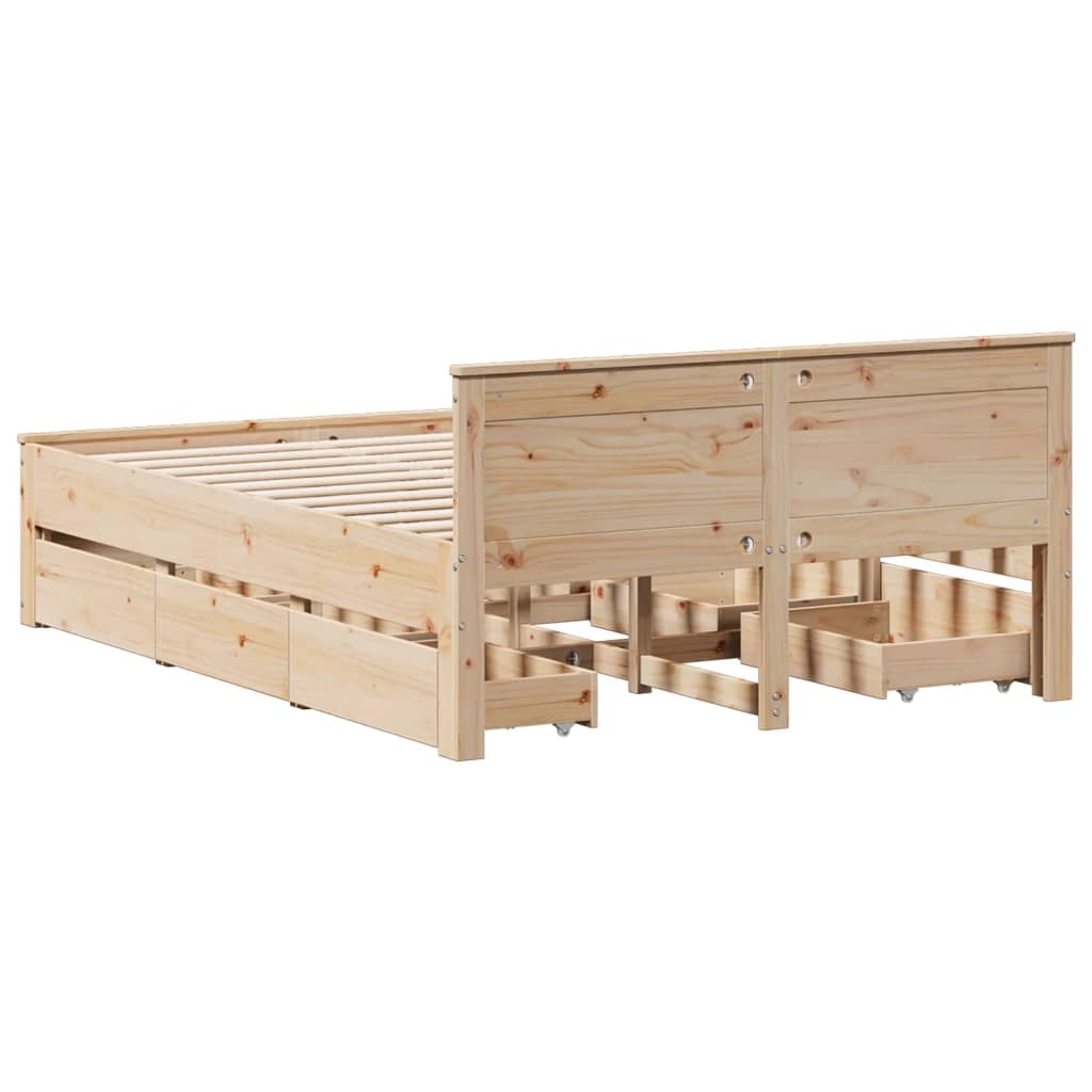 Bed Frame without Mattress with Headboard 140x200 cm Solid Wood Pine