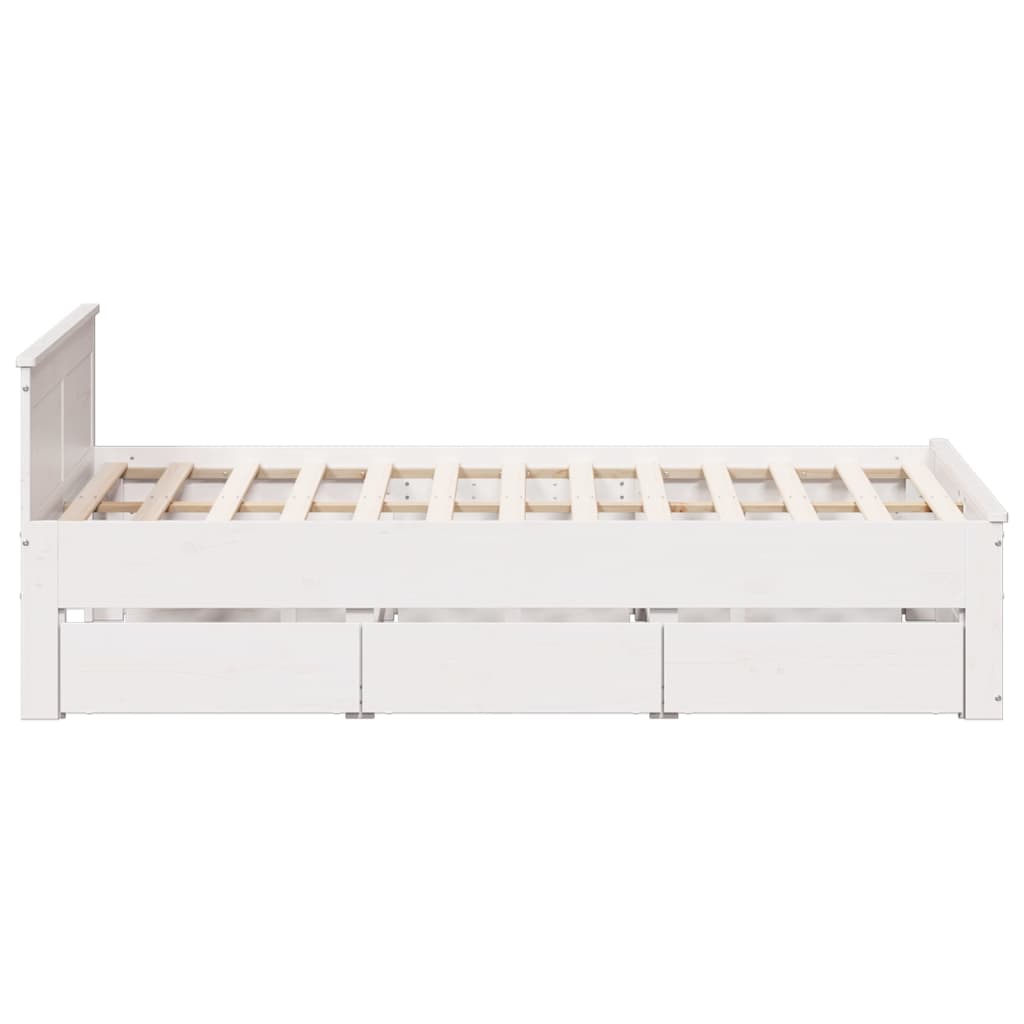 Bed Frame without Mattress with Headboard White 140x200 cm Solid Wood Pine