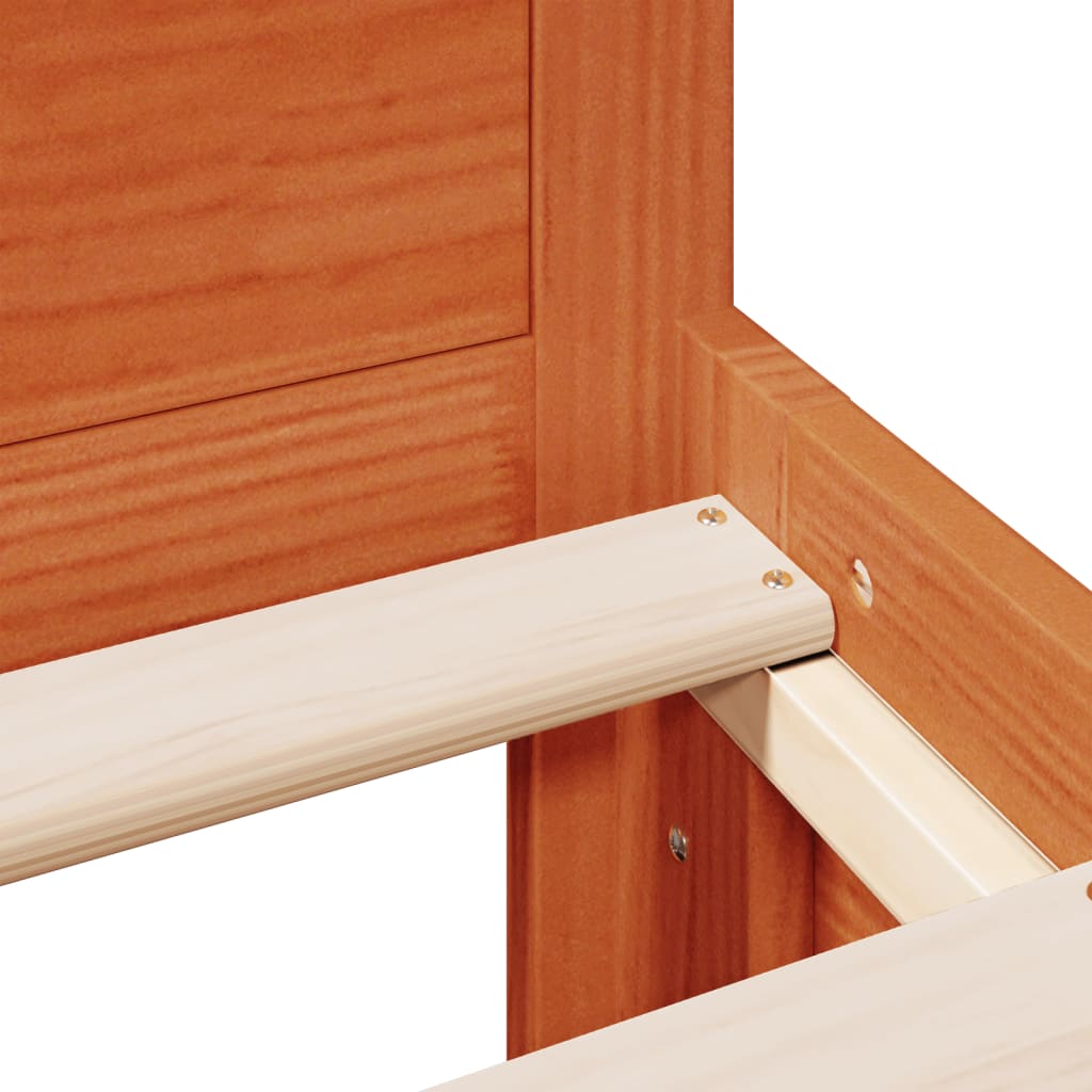 Bed Frame without Mattress with Headboard Wax Brown 140x200 cm Solid Wood Pine