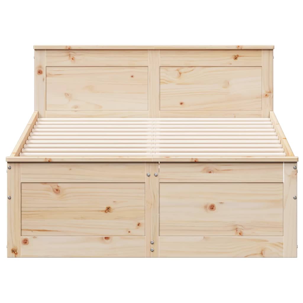 Bed Frame without Mattress with Headboard 120x200 cm Solid Wood Pine