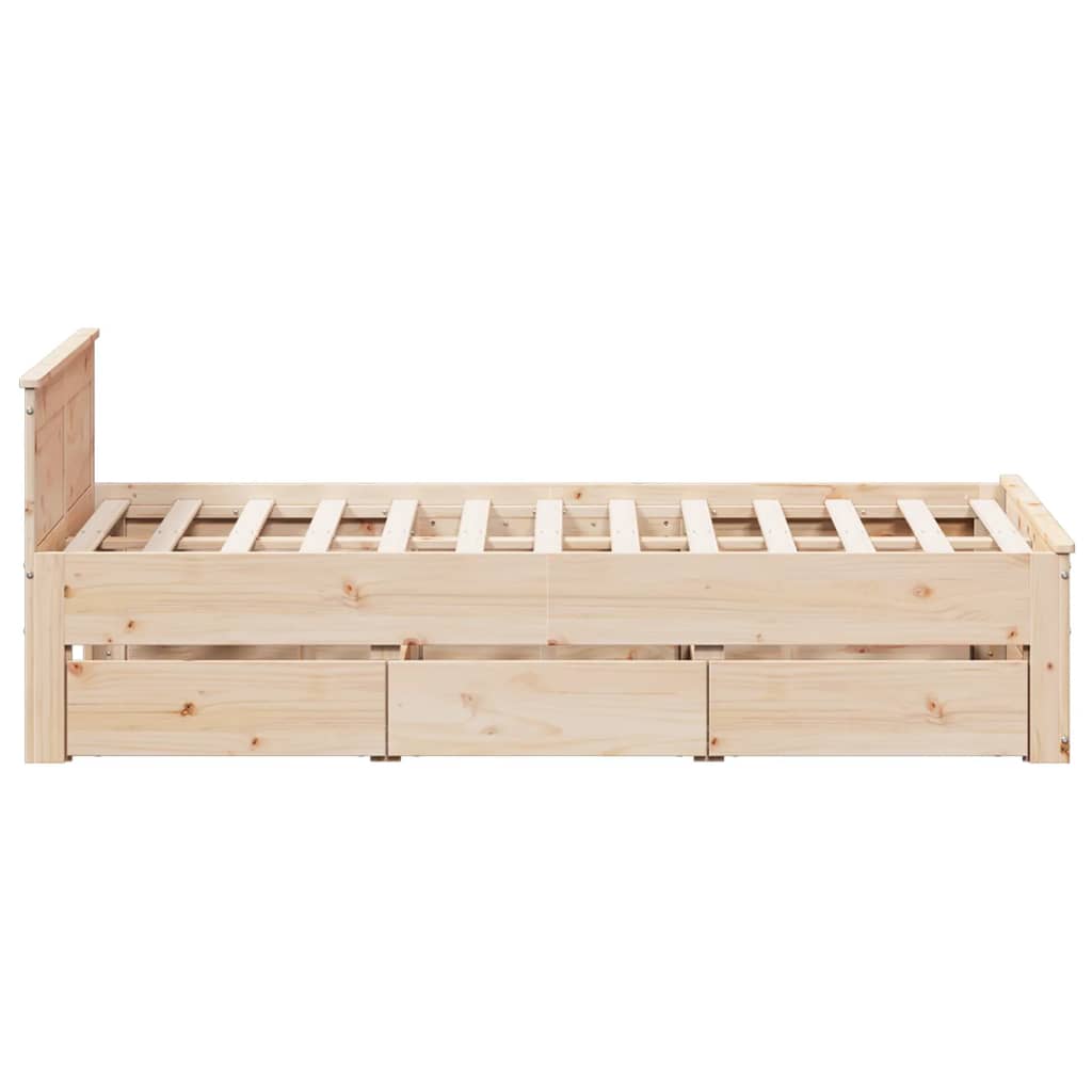 Bed Frame without Mattress with Headboard 120x200 cm Solid Wood Pine