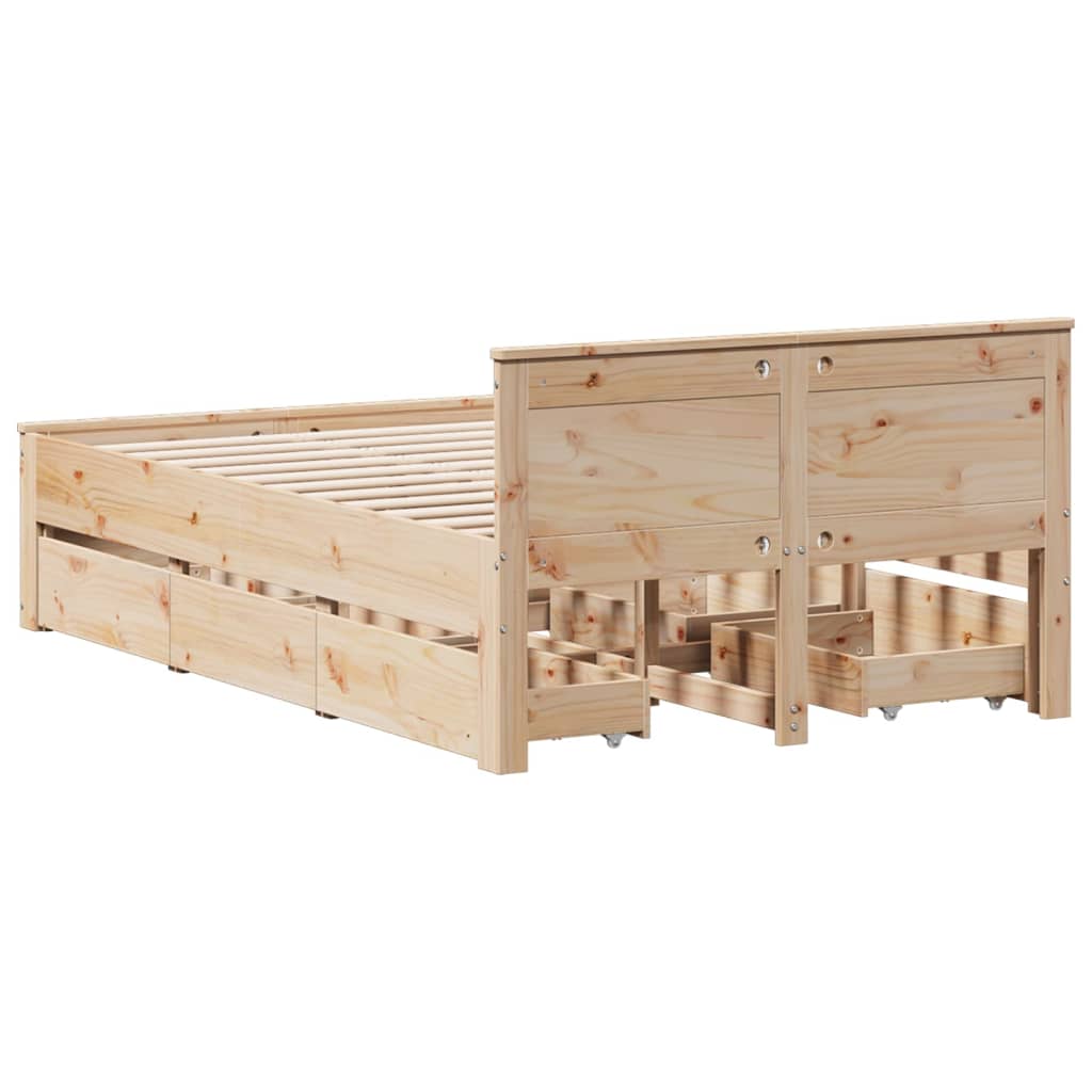 Bed Frame without Mattress with Headboard 120x200 cm Solid Wood Pine
