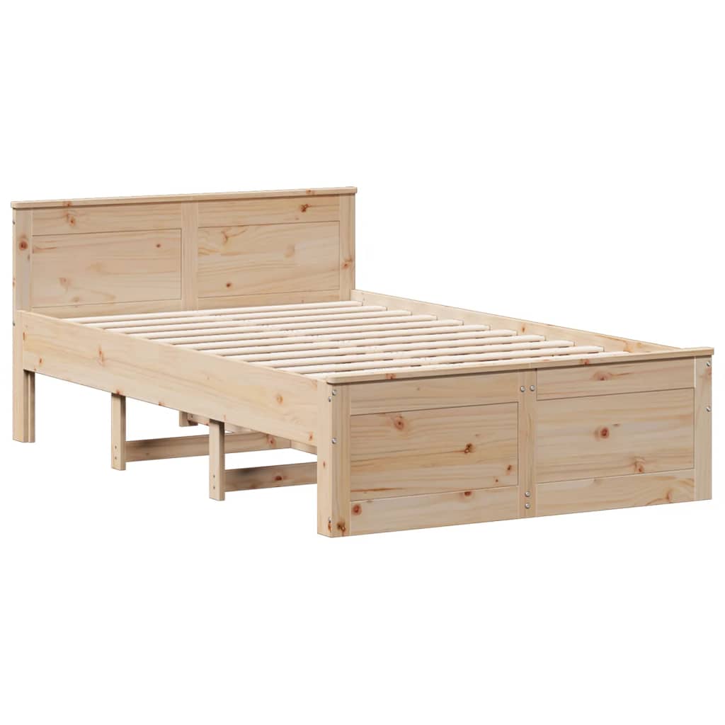 Bed Frame without Mattress with Headboard 120x200 cm Solid Wood Pine