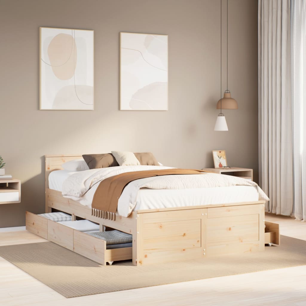 Bed Frame without Mattress with Headboard 120x200 cm Solid Wood Pine