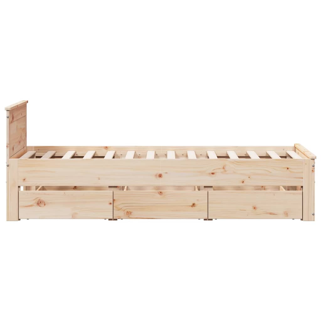 Bed Frame without Mattress with Headboard 90x200 cm Solid Wood Pine