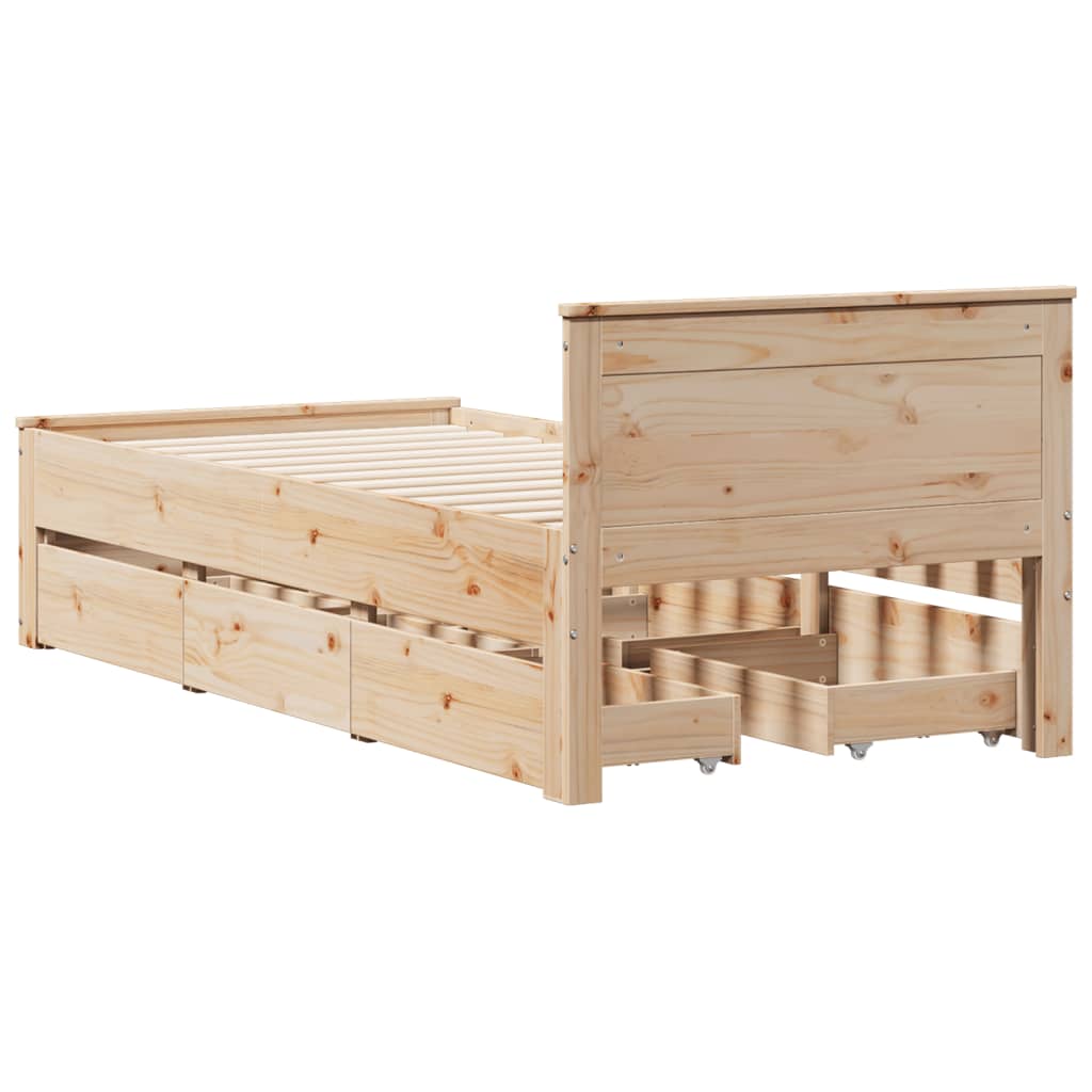 Bed Frame without Mattress with Headboard 90x200 cm Solid Wood Pine