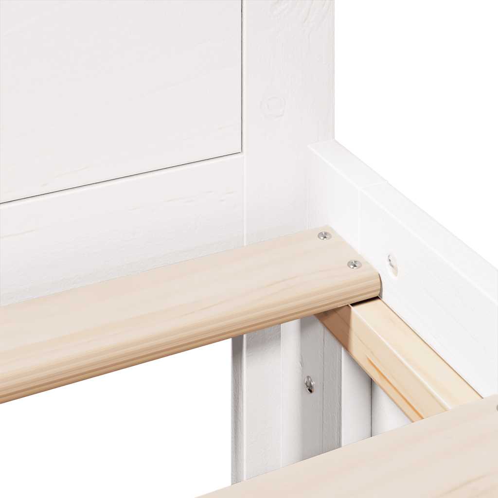 Bed Frame without Mattress with Headboard White 135x190 cm Double Solid Wood Pine