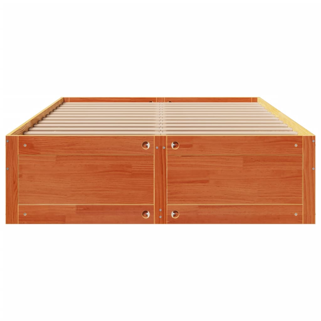 Bed Frame without Mattress with Drawers Wax Brown 160x200 cm Solid Wood Pine