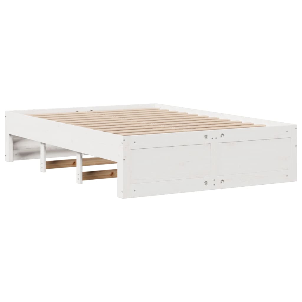Bed Frame without Mattress with Drawers White 140x200 cm Solid Wood Pine
