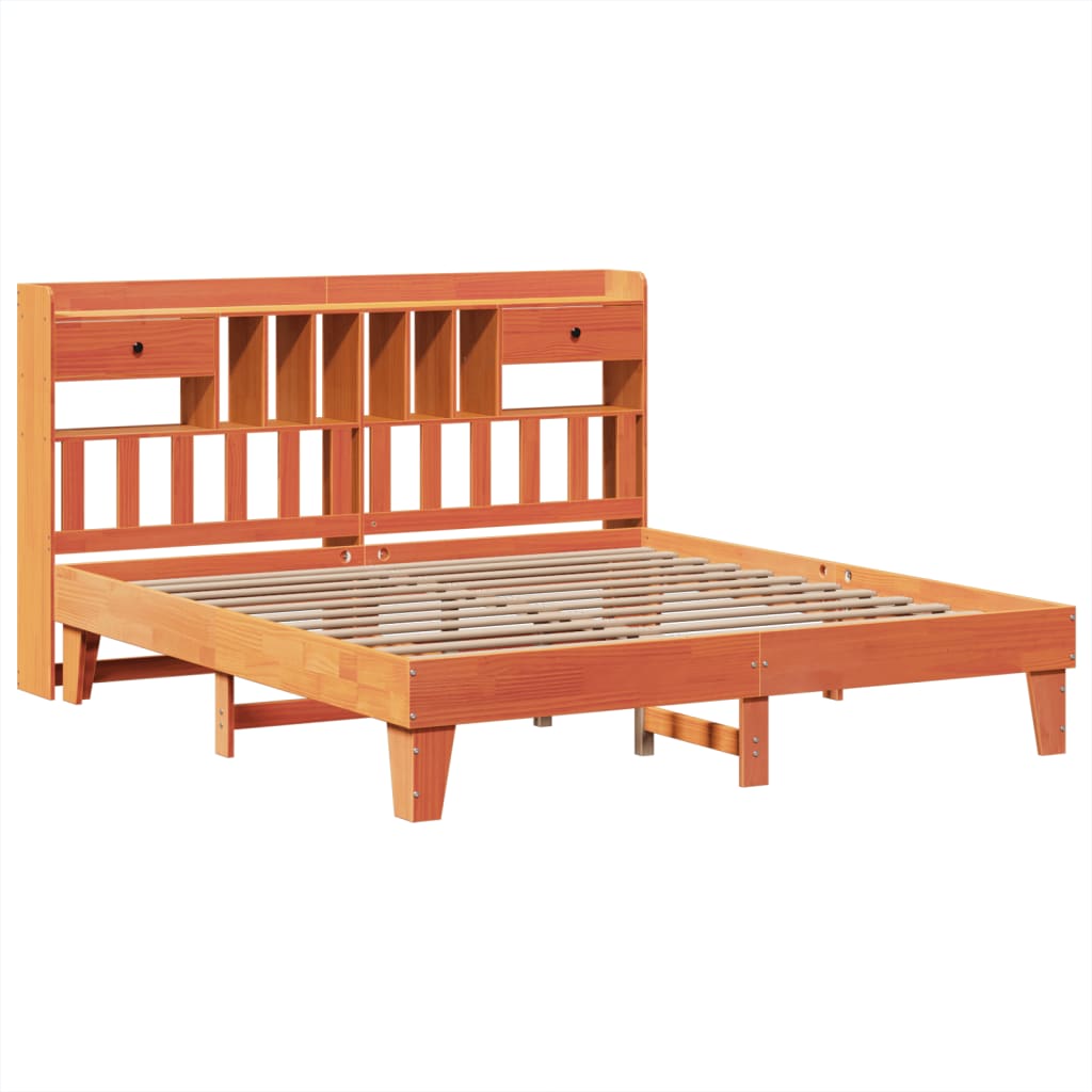 Bed Frame without Mattress Wax Brown 200x200 cm Solid Wood Pine
